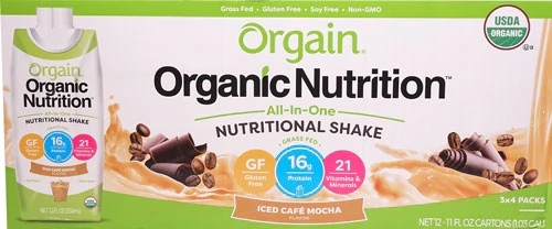 Orgain Shake Nutricional Orgânico Iced Cafe Mocha - 12 Unidades (Aprox. 4080g)