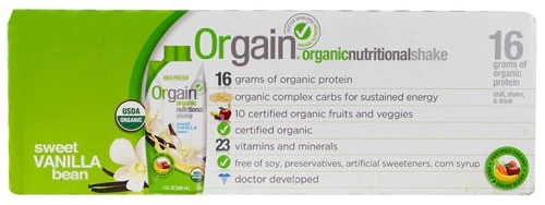 Orgain Shake Nutricional Orgânico Baunilha Doce - 12 Unidades (Aprox. 480g Total)