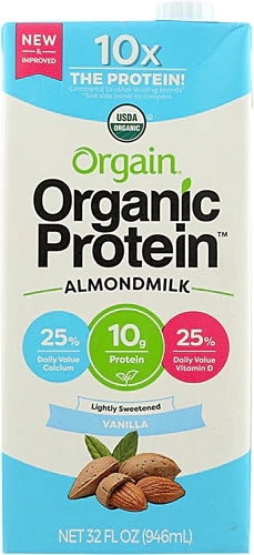 Orgain Organic Protein™ Leite de Amêndoa Baunilha Levemente Adoçado - 946ml