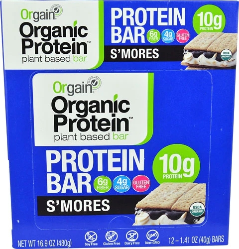 Orgain Barra de Proteína Orgânica S'Mores - Caixa com 12 Barras (50g cada)