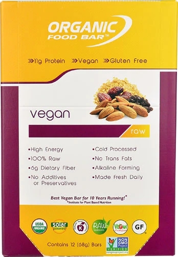 Barra Vegana Crua Orgânica - Caixa com 12 Barras - Nutrição Pura e Energética