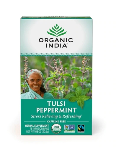 Chá Orgânico Tulsi Peppermint Organic India - 18 Sachês (1.7g cada)