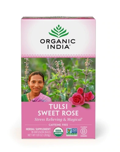 Chá Orgânico Tulsi Sweet Rose Organic India - 18 Sachês (1,9g cada)