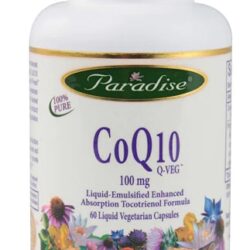 Paradise Herbs CoQ10 Q-VEG™ 100mg - 60 Cápsulas Vegetais Líquidas para Energia e Saúde Cardíaca