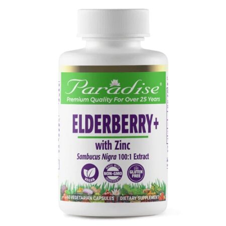 Paradise Herbs Elderberry + with Zinc -- 60 Vegetarian Capsules