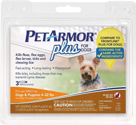 Pet Armor Plus Flea, Tick & Lice Treatment For Dogs & Puppies 4 - 22 lbs -- 3 Applications