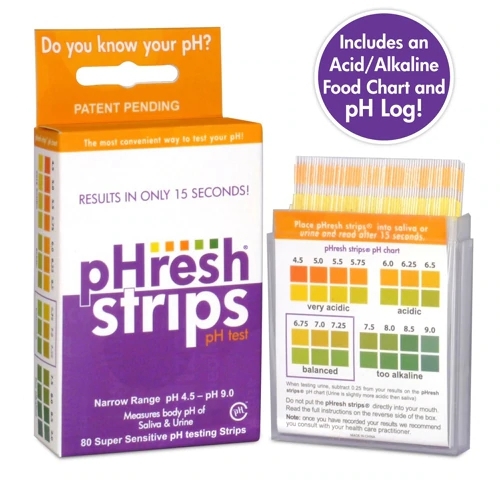 pHresh Products Strips™ Teste de pH - 80 Tiras para Monitoramento da Saúde Corporal