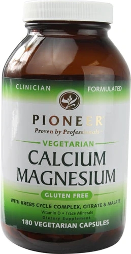 Pioneer Cálcio Magnésio Vegetariano Sem Glúten - 180 Cápsulas Vegetarianas