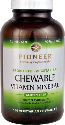 Pioneer Vitamin Mineral Chewables Ferro Free Sabor Frutas - 180 Gomas Vegetarianas