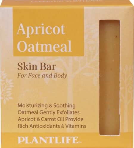 Plantlife Skin Bar Soap for Face and Body Apricot Oatmeal -- 4 oz