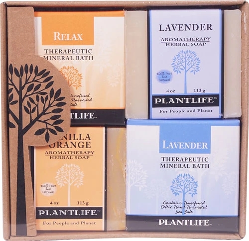 Kit 4 Sabonetes Terapêuticos Plantlife Relax: Sal Mineral e Aromaterapia (Aprox. 450g)