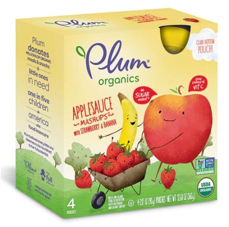 Plum Organics Applesauce Mashups® Strawberry & Banana -- 4 Pouches