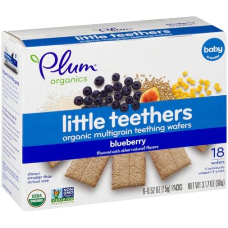 Plum Organics Little Teethers Organic Multrigrain Teething Wafers Blueberry -- 18 Wafers