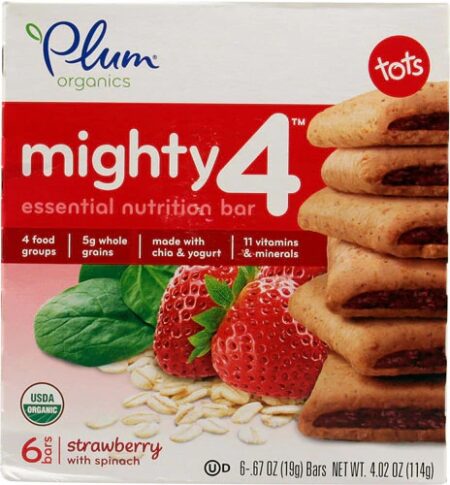 Plum Organics Mighty 4™ Essential Nutrition Bar Strawberry with Spinach -- 6 Bars