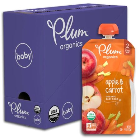 Plum Organics Organic Baby Food Stage 2 Apple & Carrot -- 4 oz Each / Pack of 6