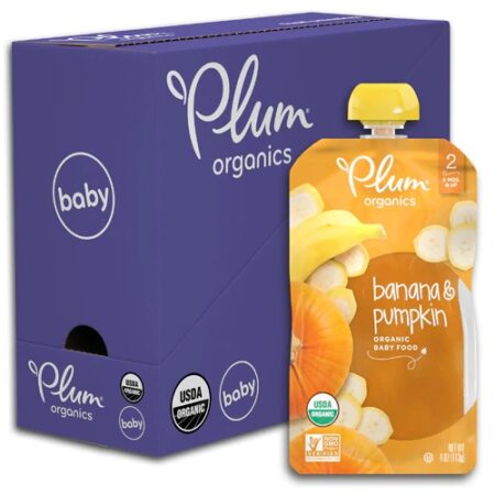 Plum Organics Organic Baby Food Stage 2 Banana & Pumpkin -- 4 oz Each / Pack of 6