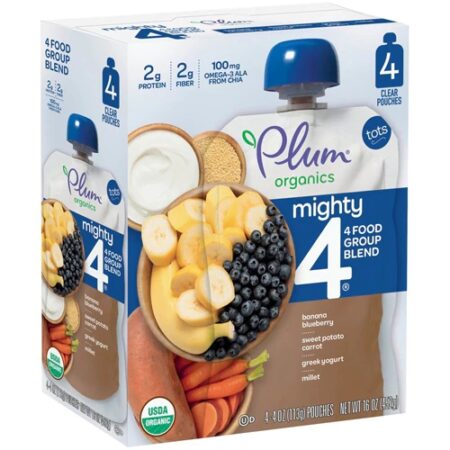 Plum Organics Stage 4 4 Pouches Banana, Blueberry, Sweet Potato, Carrot, Greek Yogurt, Millet -- 4 oz