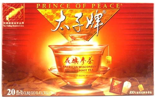 Chá de Raiz de Ginseng Americano Prince of Peace Wisconsin - 20 Sachês (1.7g cada)