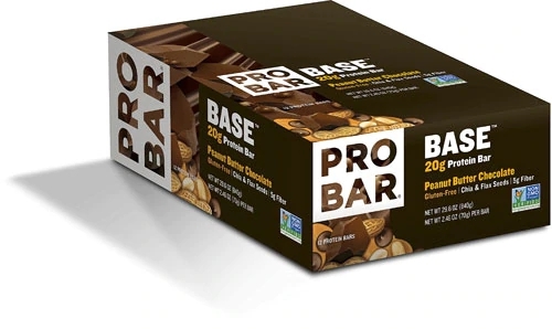 ProBar Base Barra de Proteína Sem Glúten Sabor Manteiga de Amendoim e Chocolate - Caixa com 12 Barras (Aprox. 680g)