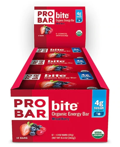 ProBar Bite Barras Energéticas Orgânicas Sem Glúten Frutas Vermelhas Mix - 12 Unidades