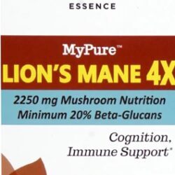 Pure Essence Labs MyPure™ Lion's Mane 4X - Extrato de Cogumelo Juba de Leão - 2250 mg - 60 Cápsulas Vegetais