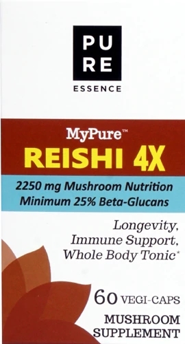 Pure Essence Labs MyPure™ Reishi 4X - 2250 mg - 60 Cápsulas Veganas | Suplemento Premium de Cogumelo Reishi