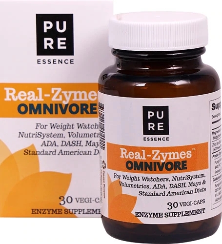 Pure Essence Labs Real-Zymes™ OMNIVORE - 30 Cápsulas Vegetais | Enzimas Digestivas Avançadas