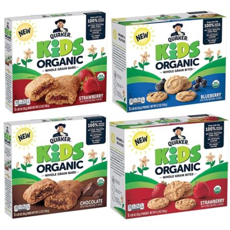 Quaker Kids Organic Bars and Bites Sampler Variety Assortment -- 5.2 oz Each / Pack of 4