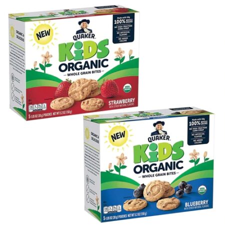 Quaker Kids Organic Whole Grain Bites Blueberry & Strawberry -- 5.2 oz Each / Pack of 4