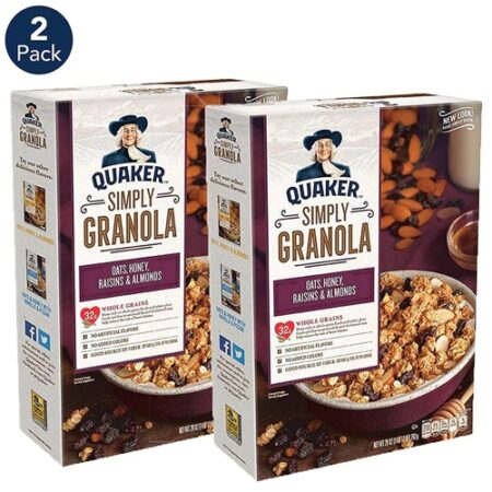 Quaker Simply Granola Oats Honey Raisins & Almonds -- 28 oz Each / Pack of 2