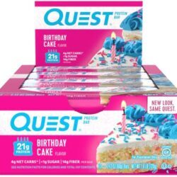 Quest Protein Bar Birthday Cake - Caixa com 12 Unidades (Aprox. 630g)