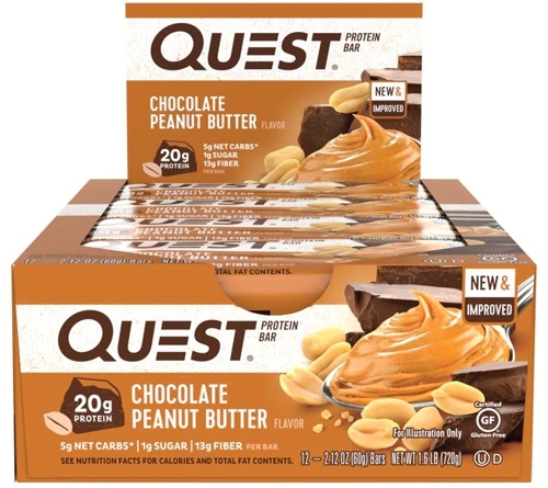 Quest Protein Bar Chocolate Peanut Butter - Caixa com 12 Unidades