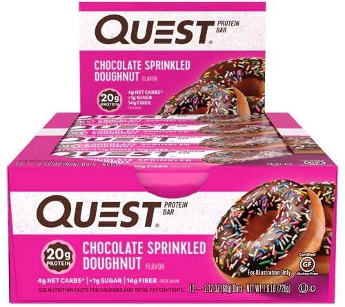 Quest Protein Bar Chocolate Sprinkled Doughnut - 12 Barras (Aprox. 630g)