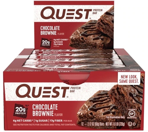Quest Nutrition QuestBar Barra de Proteína Sabor Chocolate Brownie - 12 Barras (Aprox. 630g)