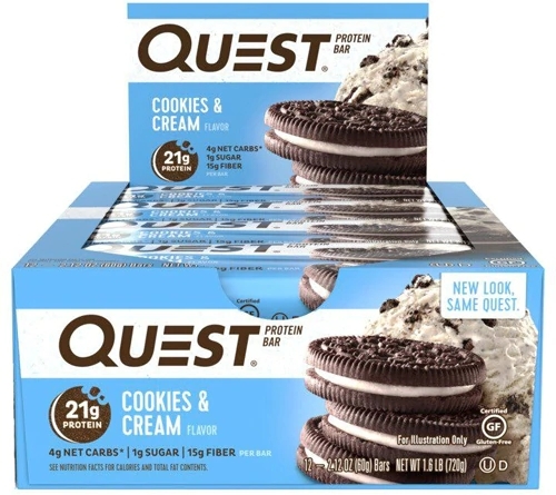 Quest Protein Bar Cookies & Cream - 12 Barras Energéticas - 690g