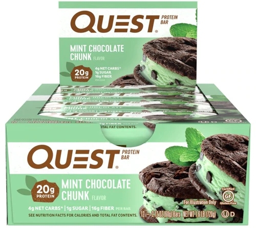 Quest Protein Bar Mint Chocolate Chunk - 12 Barras (Aprox. 60g cada)