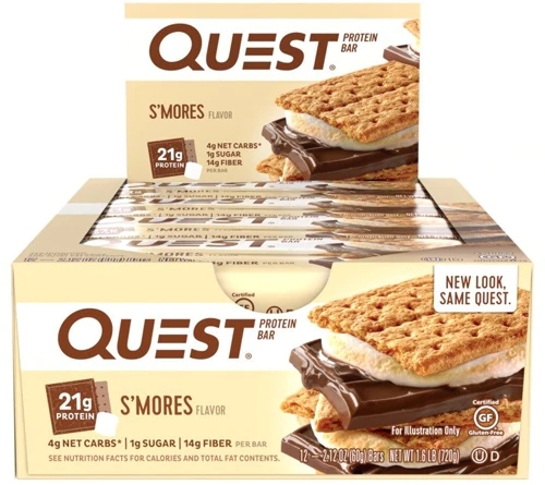 Quest Nutrition QuestBar Barra de Proteína S'Mores - Caixa com 12 Barras (Aprox. 60g cada)