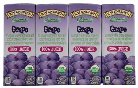 R.W. Knudsen Family Organic Juice Grape -- 4 Boxes