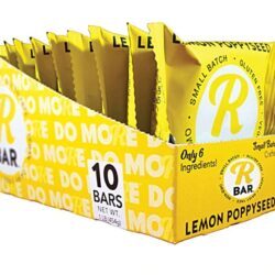 Barras de Energia RBar Sem Glúten e Veganas Sabor Limão e Semente de Papoula - Pacote com 10 Barras (1000g)
