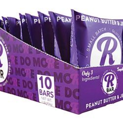 Barras Energéticas RBar Sem Glúten Veganas Sabor Pasta de Amendoim e Geleia - 10 Unidades (aprox. 45g cada)