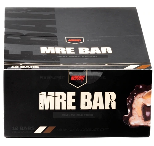 Redcon1 MRE Bar - Barra de Aveia Sabor Chocolate Chip - 12 Barras (Aproximadamente 70g por Barra)