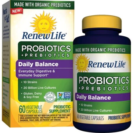 Renew Life Daily Balance Probiotics plus Prebiotics -- 60 Vegetable Capsules