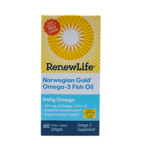 Renew Life Norwegian Gold Ômega-3 Óleo de Peixe Diário - 60 Cápsulas Gastro-resistentes