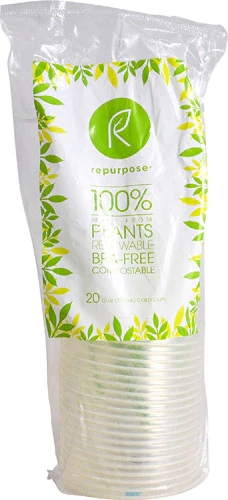 Copos Ecológicos Repurpose 355ml - Plant-Based, 20 Unidades para Uso Consciente