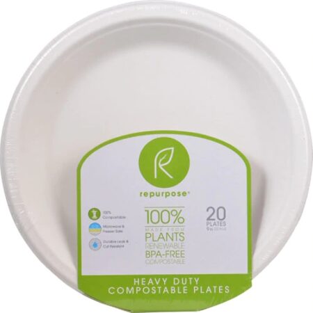 Repurpose Plant-Based Heavy Duty Plates 9-inch -- 20 Dishes