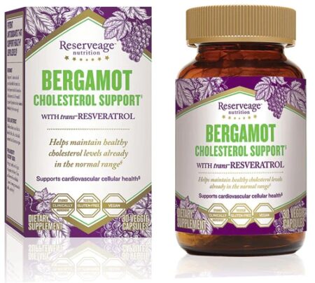 Reserveage Nutrition Bergamot Cholesterol Support with Resveratrol -- 30 Veggie Caps