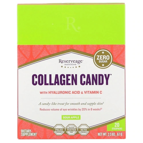 Reserveage Nutrition Collagen Candy Goma Sabor Maçã Verde - 20 Stickpacks