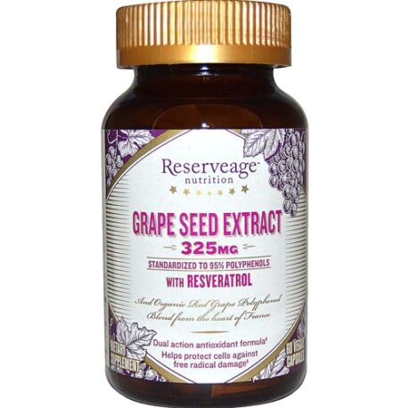 Reserveage Nutrition Grape Seed Extract with Resveratrol -- 325 mg - 60 Veggie Caps