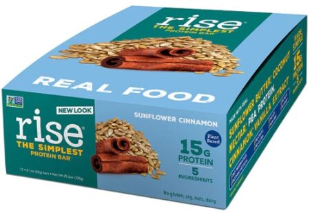 Rise Foods Plant Protein 15G Bar Gluten Free Sunflower Cinnamon -- 12 Bars