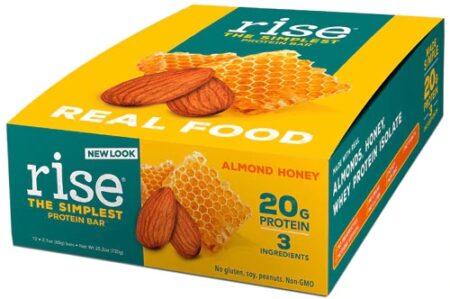 Rise Foods Whey Protein 20G Bar Gluten Free Almond Honey -- 12 Bars